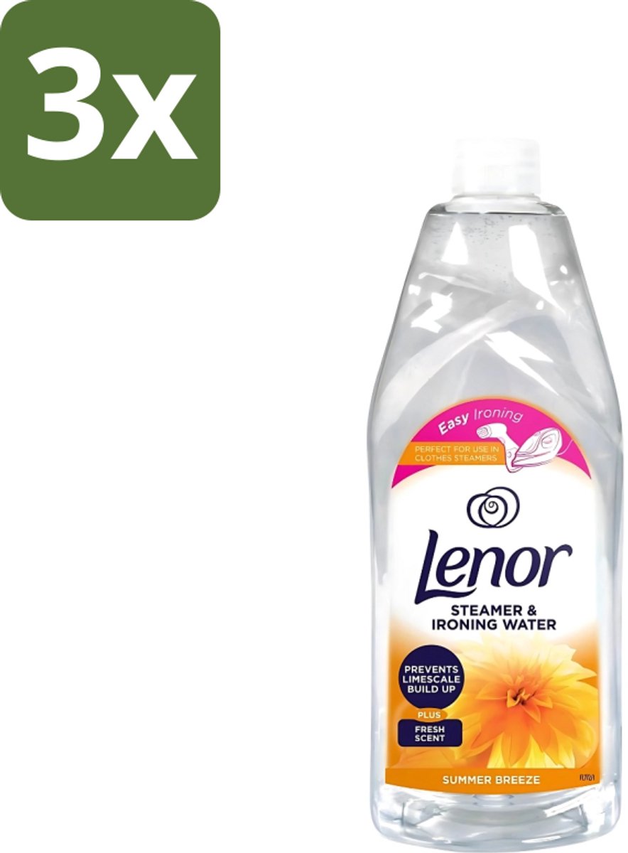 3 x Lenor Strijkwater Summer Breeze 1 liter - Strijkwater Summer Breeze - Zomerse Geur - Strijken - Wasgoed - Kleding