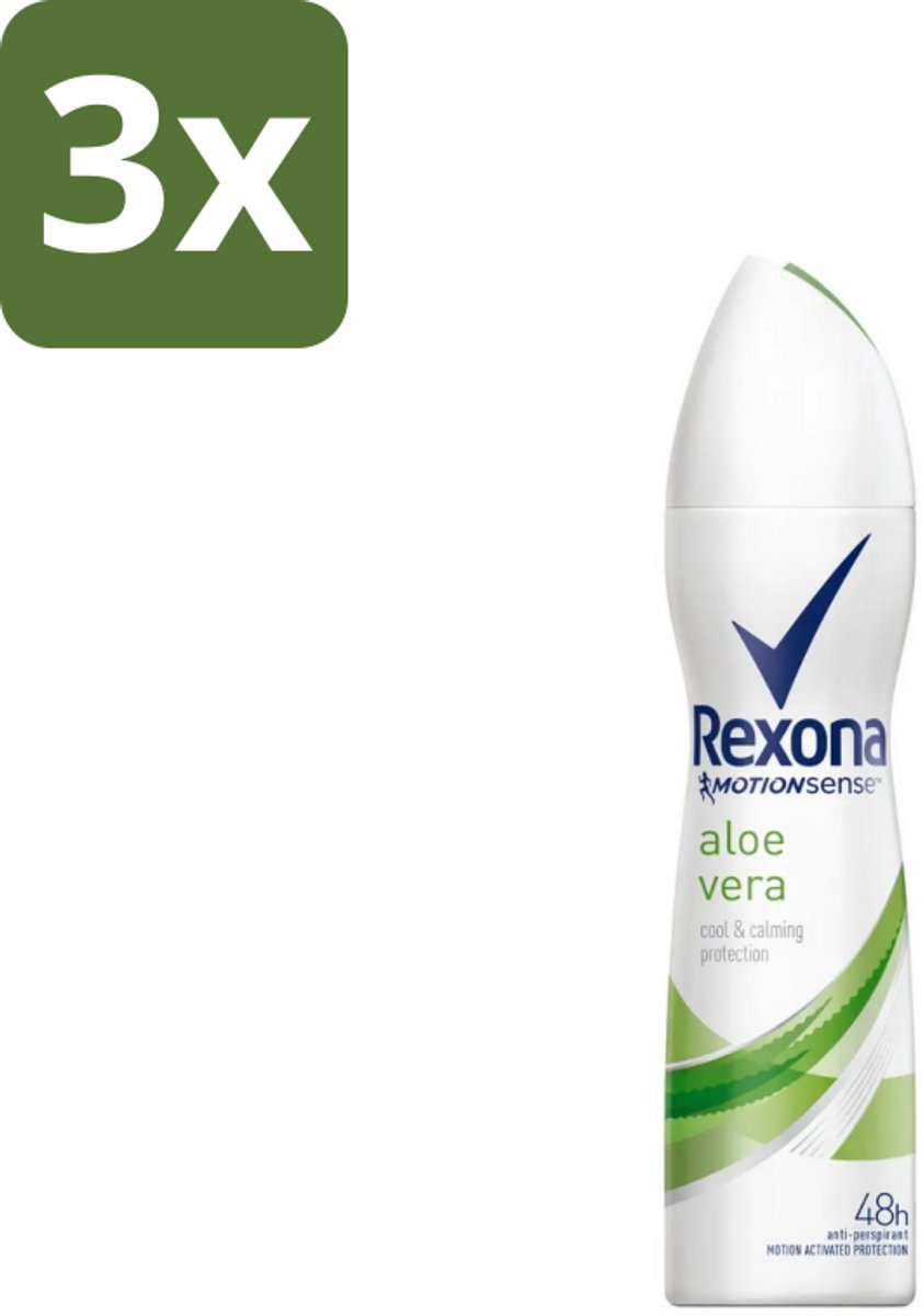3 x Rexona - Fresh Aloe Vera - Deodorant Spray - 150 ml - Deodorant Spray - Aloë Vera - 48 Uur Bescherming - Zweet En Geur - Huid Verzorging