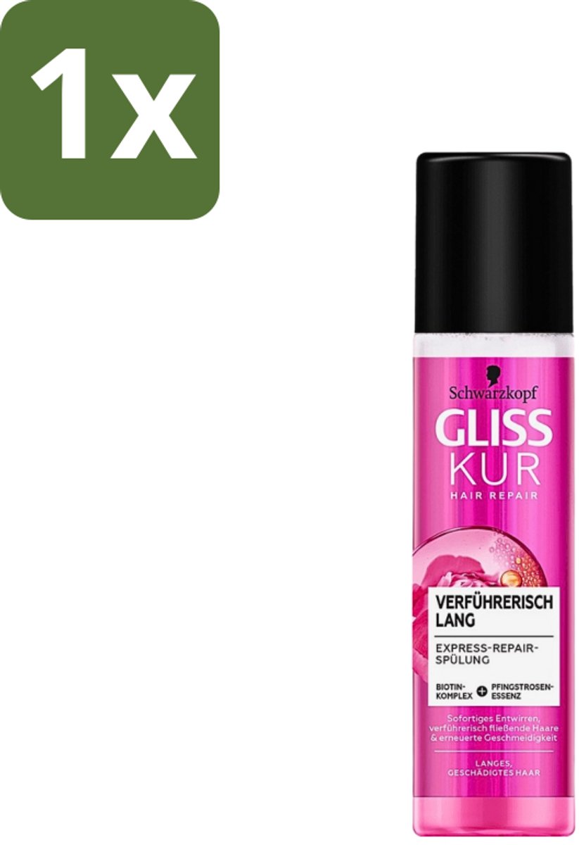 1 x Gliss-Kur - Hair Repair - Long & Sublime - Express Repair Conditioner - 200 ml - Haarkleur - Haarverzorging - Haarherstel - Keratine - Biotine