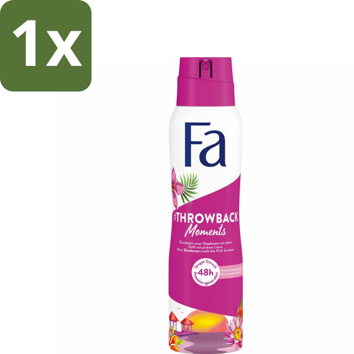 1 x Fa Deodorant Spray Throwback Moments 150 ml - 48 Uur Bescherming - Deodorant Spray - Roze Lotus - Frisheid - Hydratatie