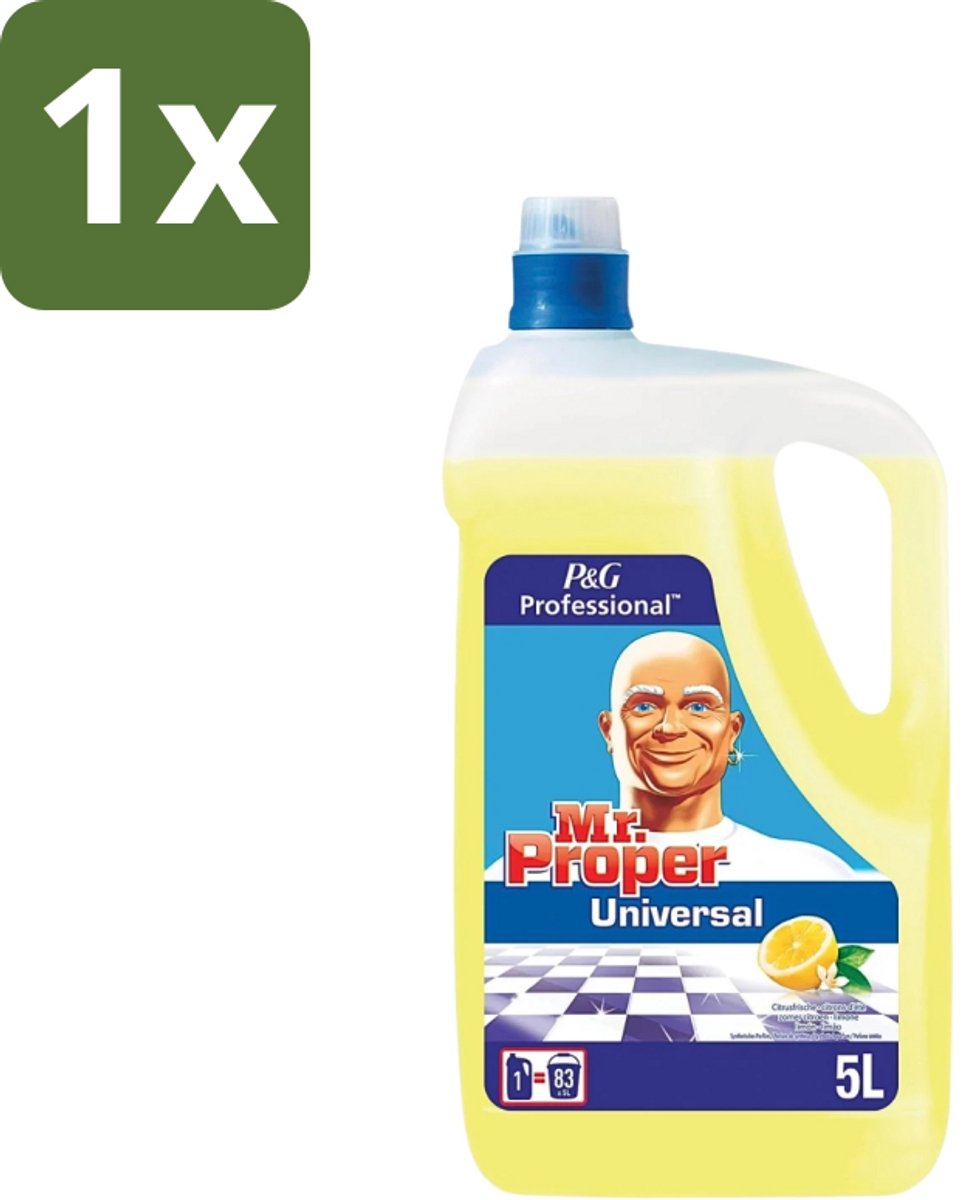 1 x Mr. Proper - Allesreiniger - Citrus Fresh - Voor Zware Vuil- en Vetverwijdering - 5 Liter - Allesreiniger - Citrusgeur - Zware Vuilverwijdering - Vetvlekken - Hygiëne