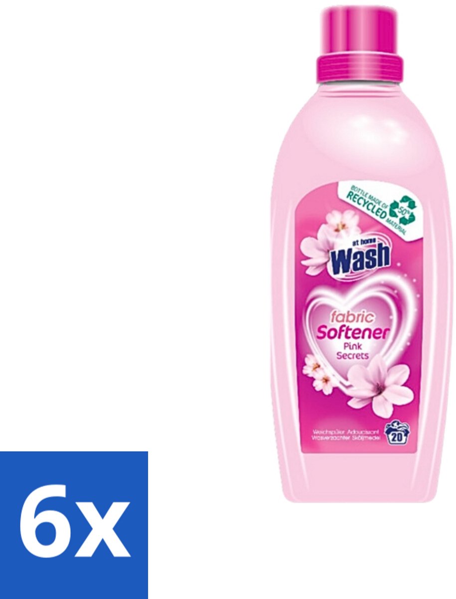 6 x At Home - Wash - Wasverzachter - Pink Secrets - 20 Wasbeurten - Wasverzachter - Wasverzachter Pink Secrets - Wasverzachter Voor Kleding - Wasverzachter Voor Alle Stoffen - Wasverzachter Voor Katoen