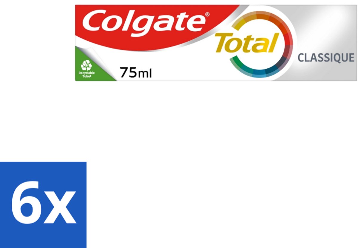 6 x Colgate - Total Classic - Tandpasta - 75ml - Tandpasta - Mondhygiëne - Tandplak - Tandsteen - Gaatjes
