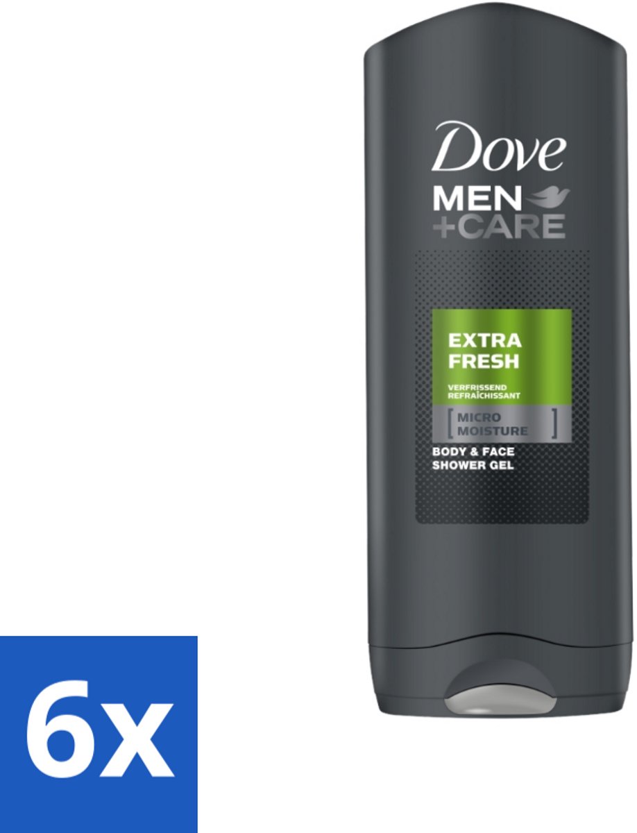 6 x Dove - Douchegel - Men+ Care Extra Fresh - Verfrissend en energiegevend - 250 ml - Douchegel - Huidbeschermend - Gevoelige Huid - Uitdroging - Dermatologisch Getest