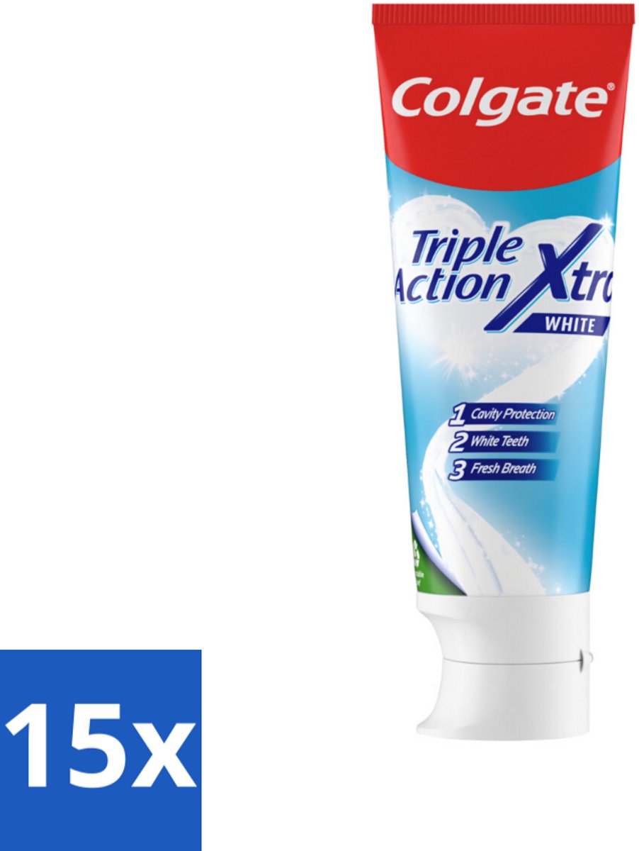 Colgate Tandpasta Triple Action Xtra White 75 ml - Bulkverpakking - 15 stuks