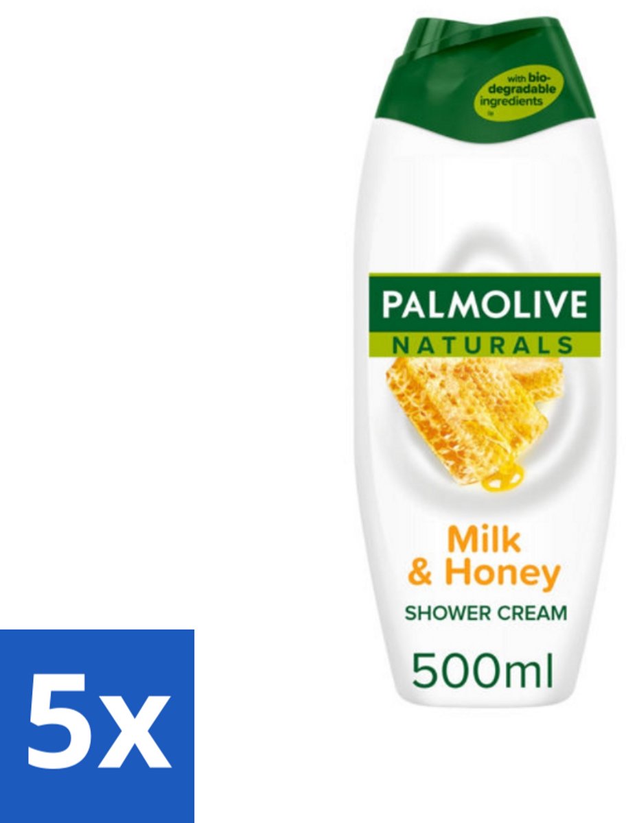 5 x Palmolive Naturals - Douchecrème - Melk & Honing - 500 ml - Douchecrème - Melk En Honing - Natuurlijke Douchegel - Hydraterende Douchegel - Huid Verzorging