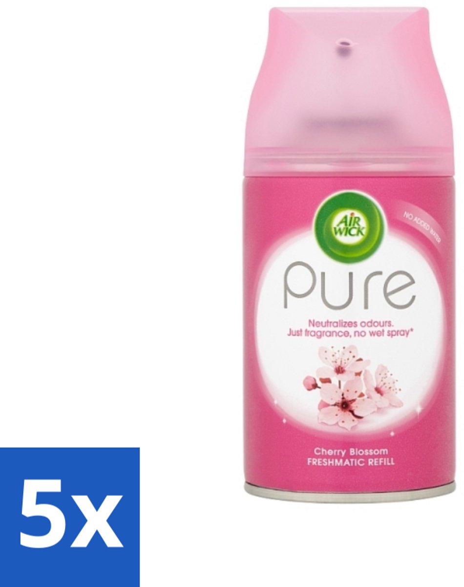 5 x Air Wick - Luchtverfrisser Navulling - Kersenbloesem - Automatische Spray - 250 ml - Kersenbloesem - Geur - Luchtverfrisser - Essentiële Oliën - Geurverspreiding