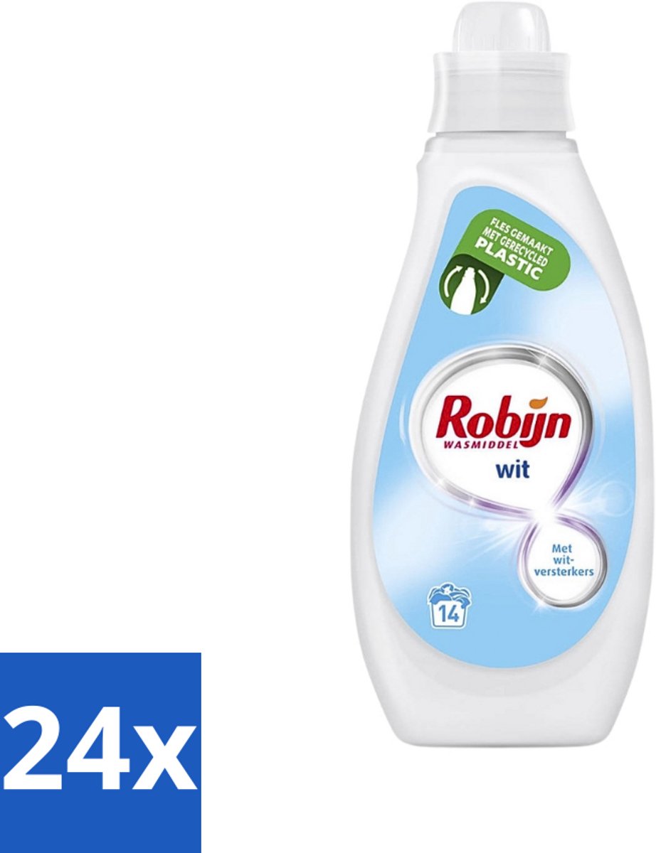 24 x Robijn - Wit - Vloeibaar Wasmiddel - Met Witversterkers - 14 Wasbeurten - 700 ml - Wit Wasmiddel - Stralend Wit - Vloeibaar Wasmiddel - Witversterker - Fris Wasmiddel