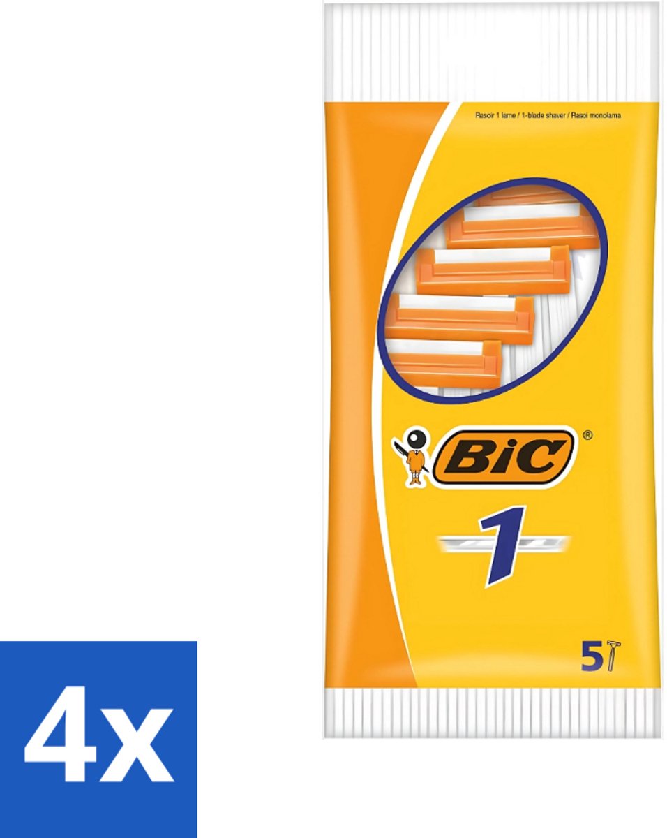 4 x Bic - Scheermesjes - Enkel Mesje - Wegwerpmesjes - 5 Scheermesjes - Scheermesje - Wegwerpscheermesje - Enkel Mesje - Roestvrijstalen Mesje - Chroomcoating