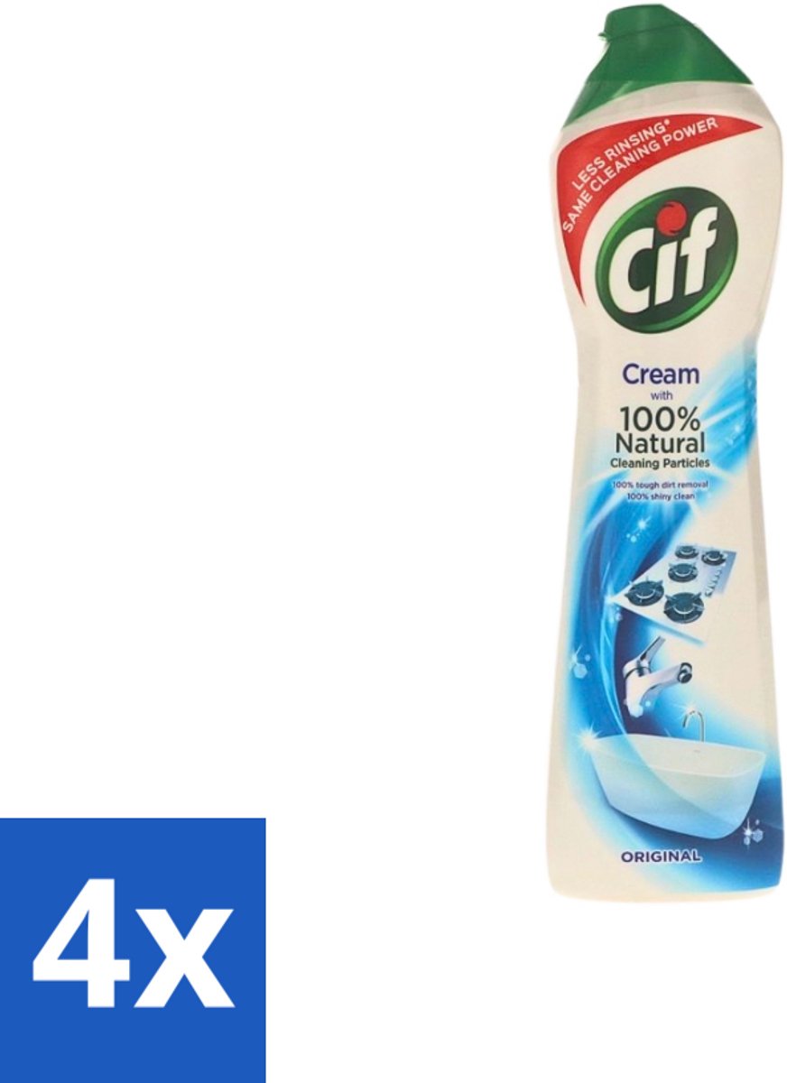 4 x Cif - Badkamer & Keuken - Cream - Verwijdert Hardnekkig Vuil - 500ml - Cif Cream - Reiniging - Vuil Verwijderen - Vet Verwijderen - Kalkaanslag Verwijderen