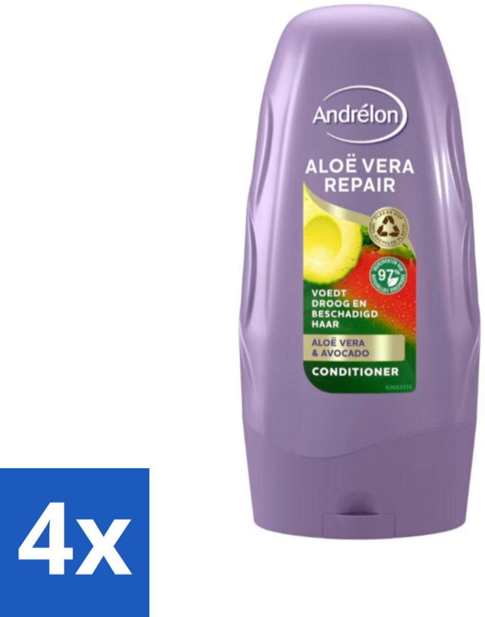 4 x Andrélon Conditioner Aloe Vera Repair 250 ml - Haarkleur - Haarverzorging - Haarherstel - Droog Haar - Beschadigd Haar