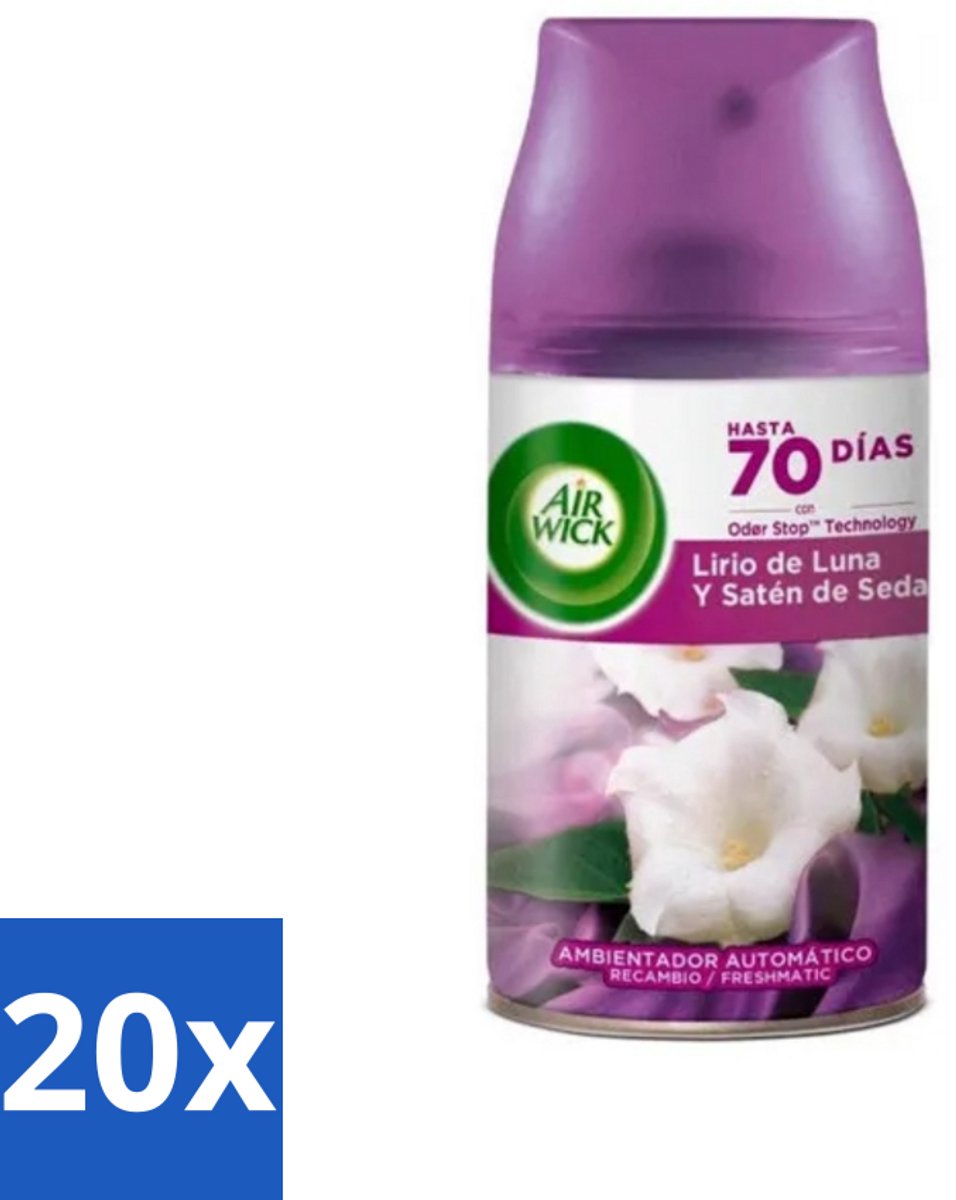 20 x Air Wick - Luchtverfrisser Navulling - Maan Lelie - Automatische Spray - 250 ml - Maan Lelie - Luchtverfrisser - Geur - Essentiële Oliën - Geurverspreiding