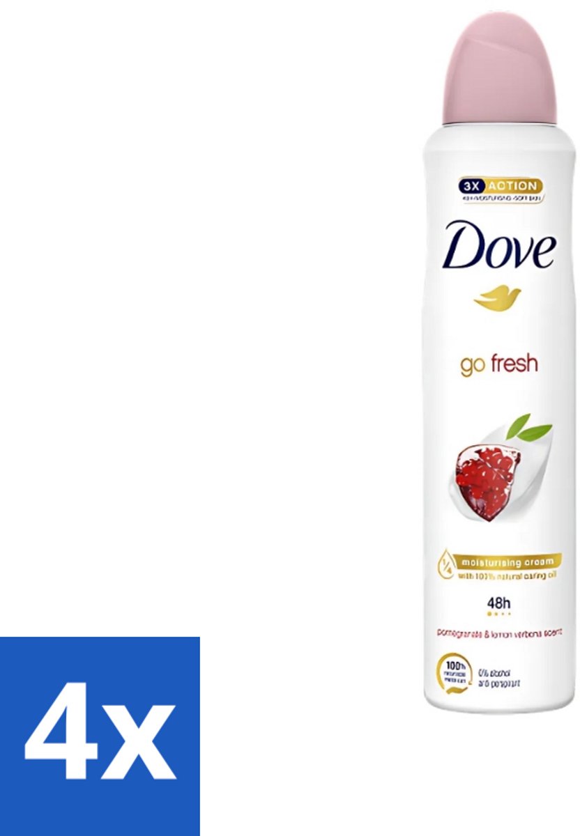 4 x Dove - Deodorant - Spray Go Fresh - Granaatappel - Fruitige geur - 250 ml - Dove Deodorant Spray - Granaatappel Citroenverbena - Fruitige Geur - Anti-Transpirant - Alcoholvrij