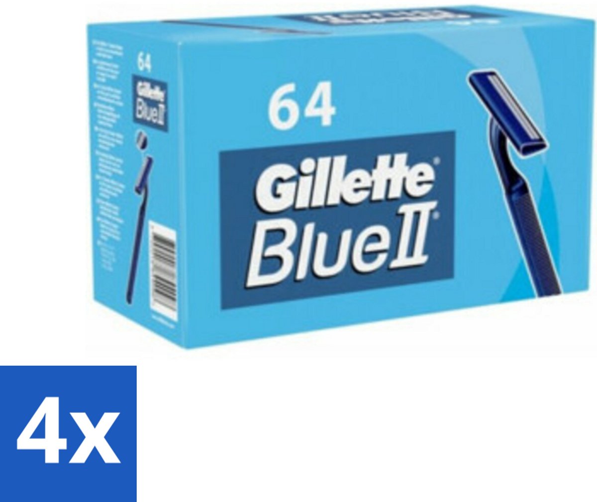 4 x Gillette - Blue 2 - Wegwerpscheermesjes - Duurzaam en comfortabel - 64 Scheermesjes - Scheermesjes - Wegwerpscheermesjes - Gillette Blue Ii - Scheerbeurt - Comfortabel Scheren