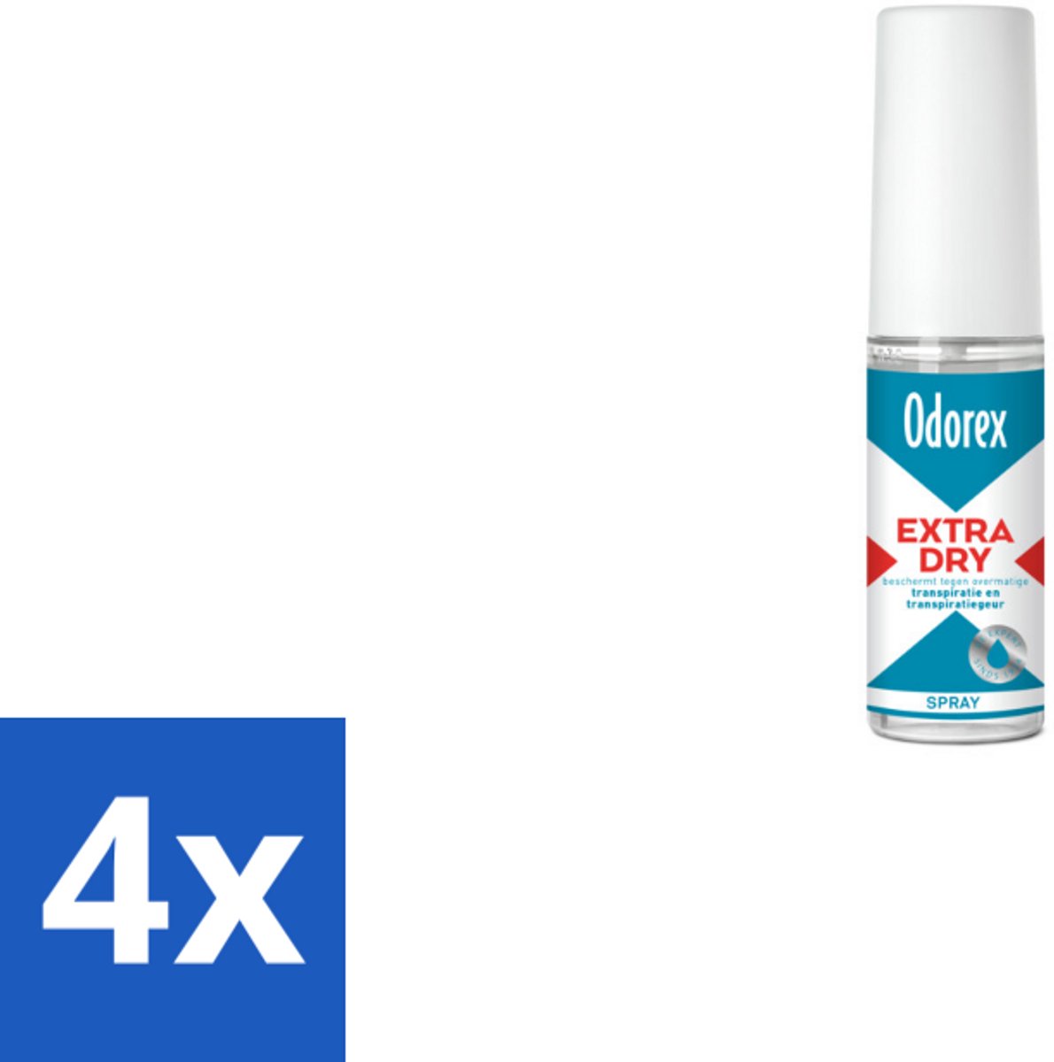 4 x Odorex Extra Dry Pompspray 30 ml - Extra Droog - Overmatig Zweten - Intens Droog - Pompsysteem - Parfumvrij