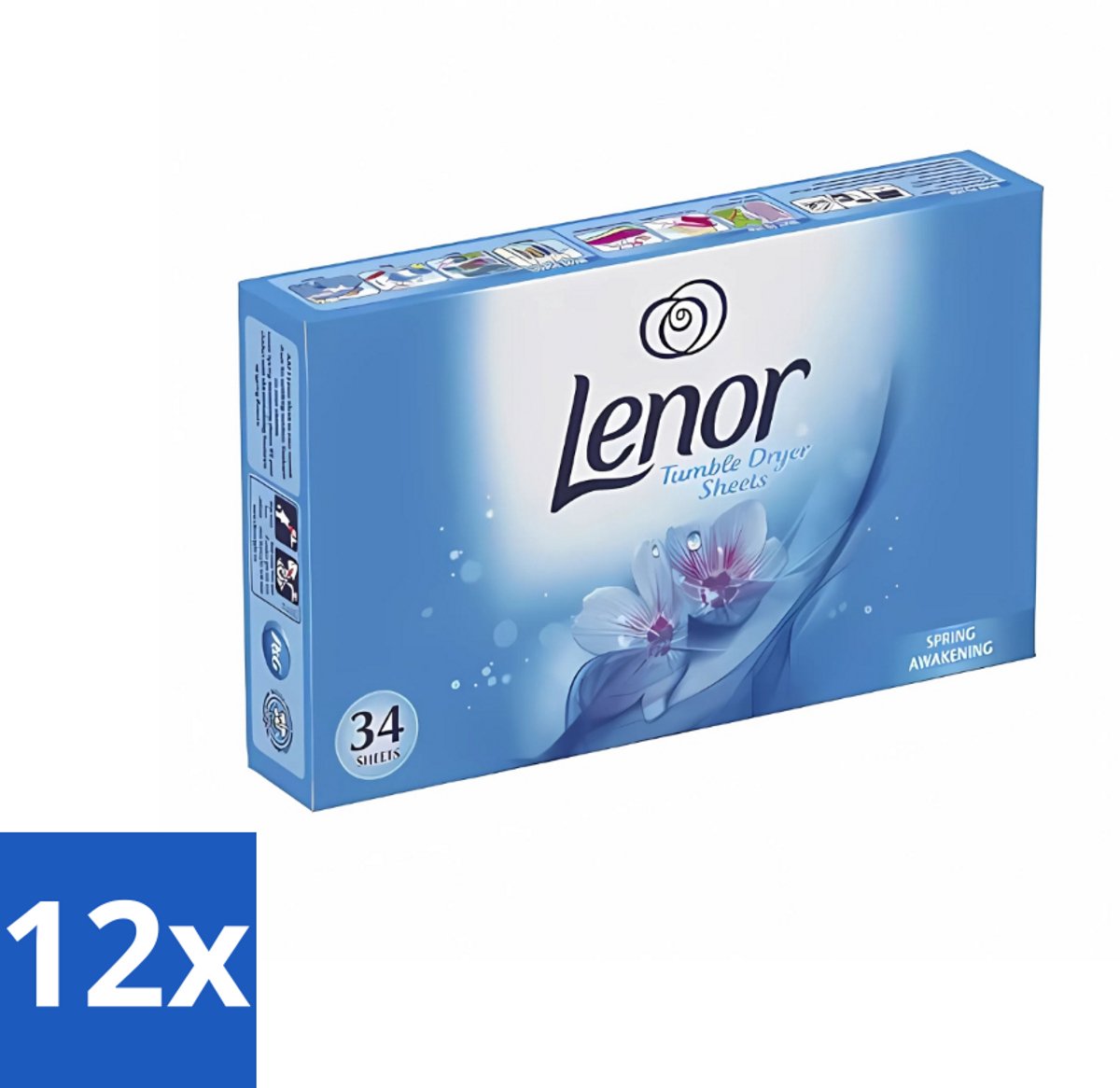 Lenor - Droogtrommeldoekjes - Spring Awakening - 34 Doekjes - Voordeelverpakking - 12 stuks