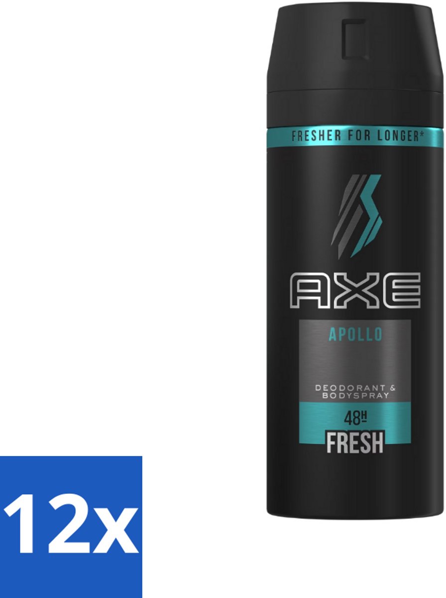 Axe - Deodorant Bodyspray - 48hrs Non Stop Fresh - Apollo - 150 ml - Voordeelverpakking - 12 stuks