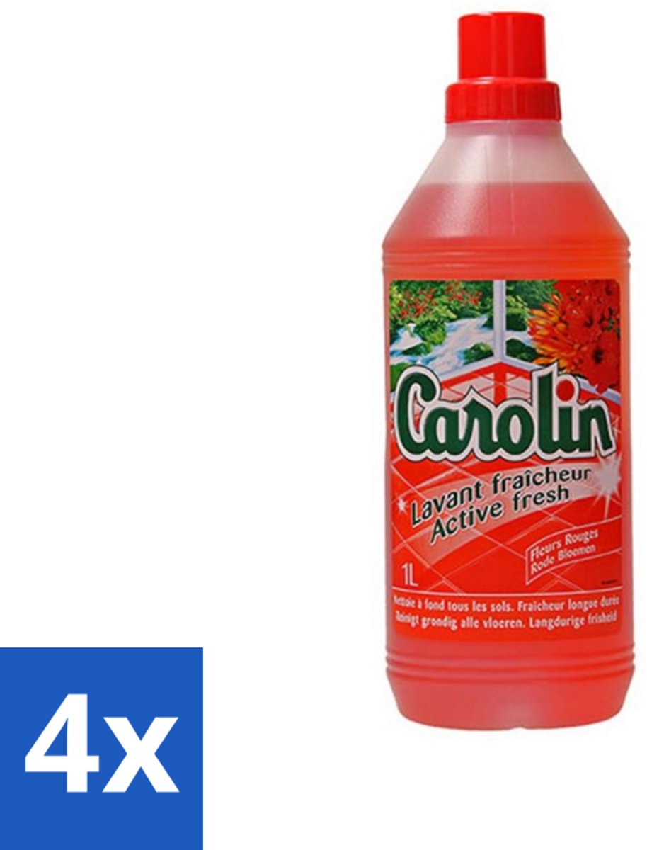 4 x Carolin - Vloerreiniger - Rode Bloemen - 1 L - Vloerreiniger - Vloerreiniger Rode Bloemen - Schoonmaak - Vloeren Schoonmaken - Geur