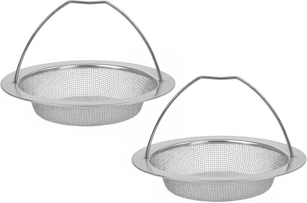 Keukenfilter Set van 2 Stuks met Handvat, Roestvrij en Corrosiebestendig, Anti-Verstopping voor Afvoer en Gootsteen