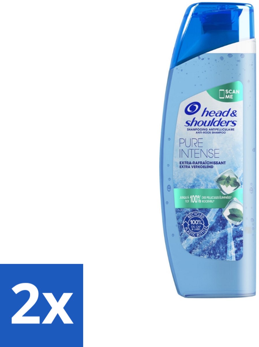 2 x Head & Shoulders - Anti-Roos Shampoo - Pure Intense - Extra Verkoelend - 250 ml - Roos Shampoo - Anti-roos Shampoo - Verkoelende Shampoo - Hoofdhuidverzorging - Hoofdhuidverfrissing