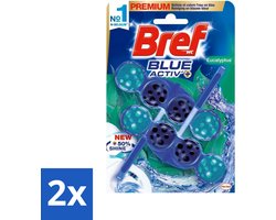 Bref WC - Blue Activ' - Toiletblok - Eucalyptus - 2 Blokken - Toilet Schoonmaak - Toiletblok - Geur Neutraliserend - Toilet Fris - Anti-kalk