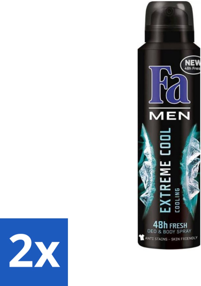 2 x Fa Men - Extreme Cool - Deodorant Spray - Coolend - 150 ml - Mannen Deodorant - Deodorant Spray - Koele Geur - Frisse Geur - Langdurige Bescherming