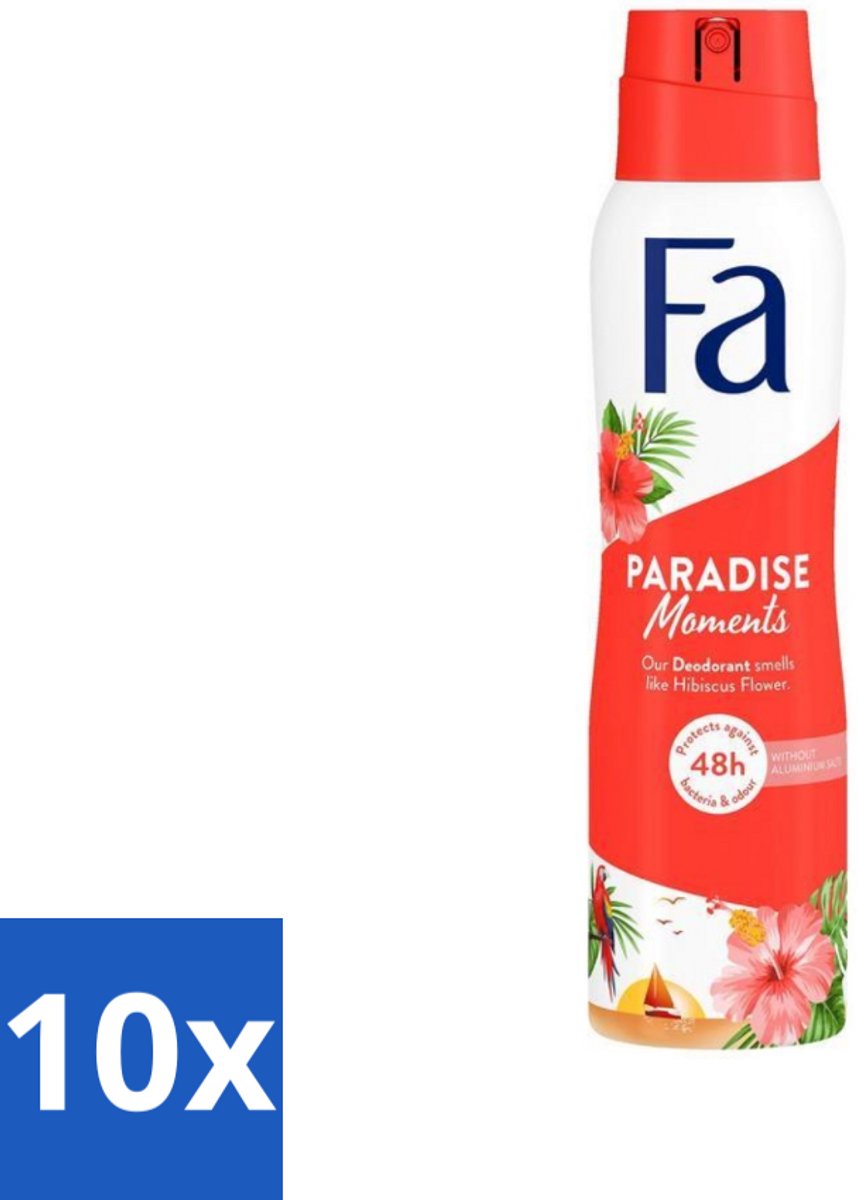 Fa - Paradise Moments - Deodorant Spray - Hibiscusbloem - 150 ml - Bulkverpakking - 10 stuks