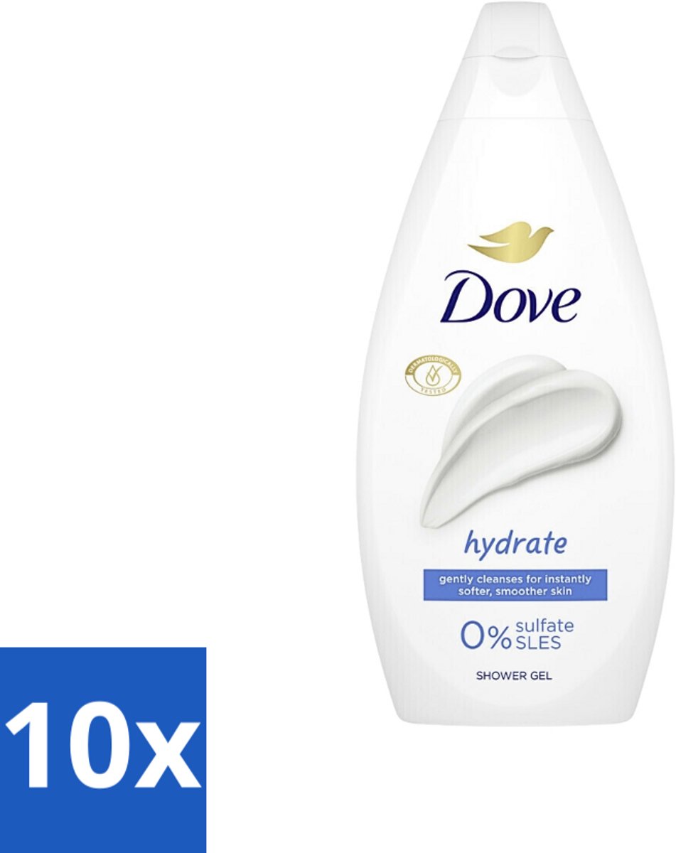 Dove Hydrate - Douchegel - Sulfaatvrij - 250 ml - Bulkverpakking - 10 stuks