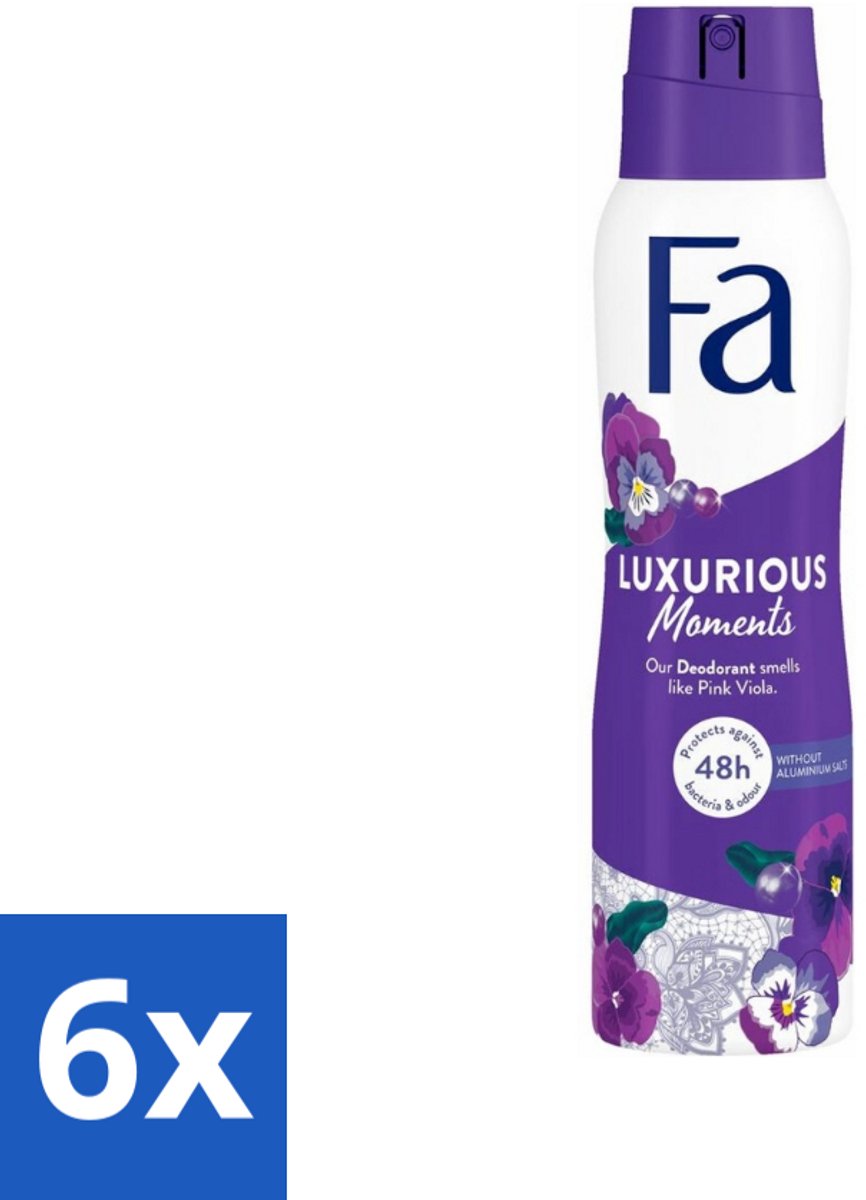 6 x Fa Deodorant Spray Luxurious Viola 150 ml - Deodorant - Roze Viooltjes - Fa - Anti-Vlekken - Huidvriendelijk