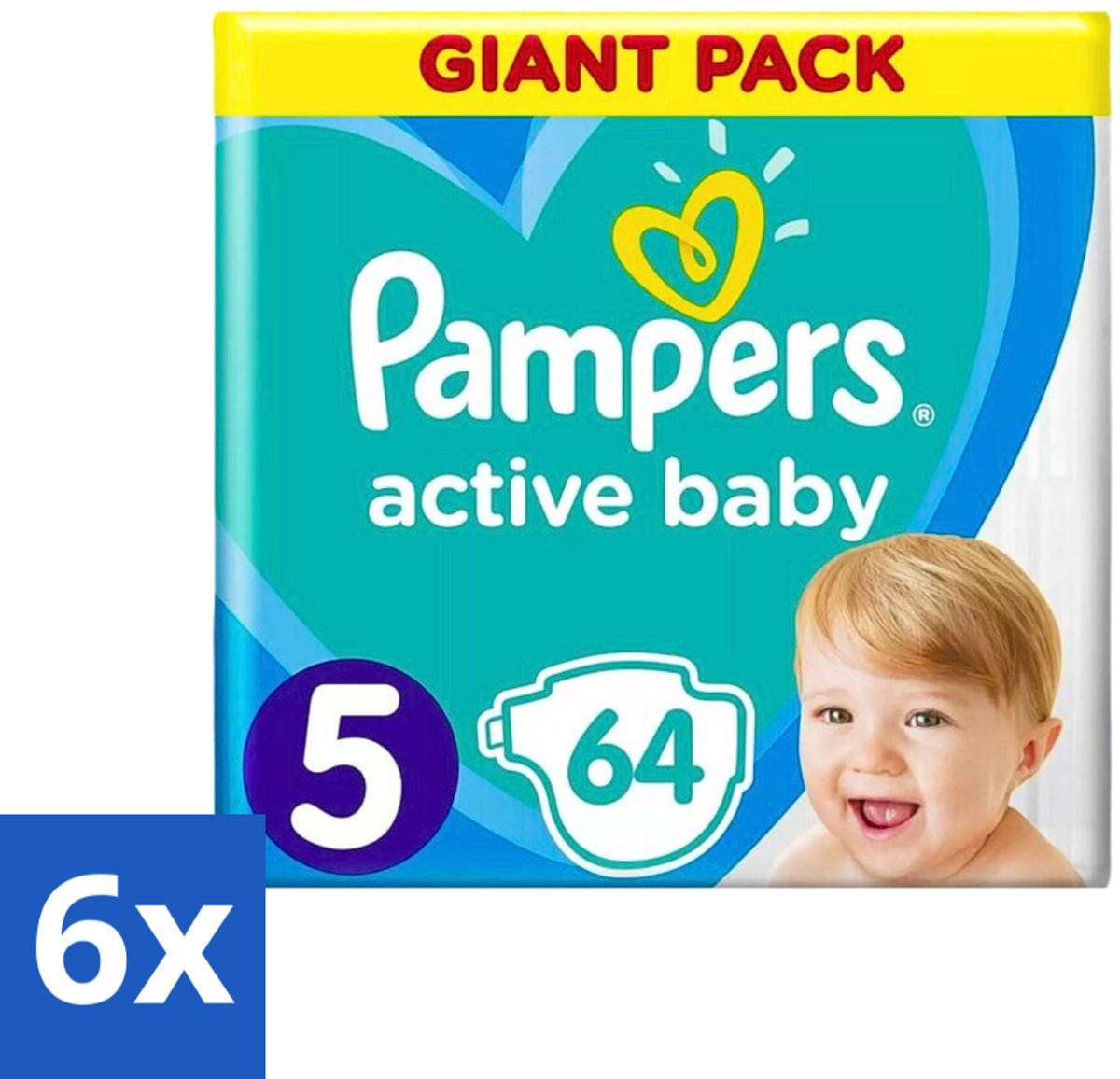 Pampers - Active Baby - Luiers - Maat 5 (11-16 kg) - Zachte Pasvorm - 64 Luiers - Voordeelverpakking - 6 stuks
