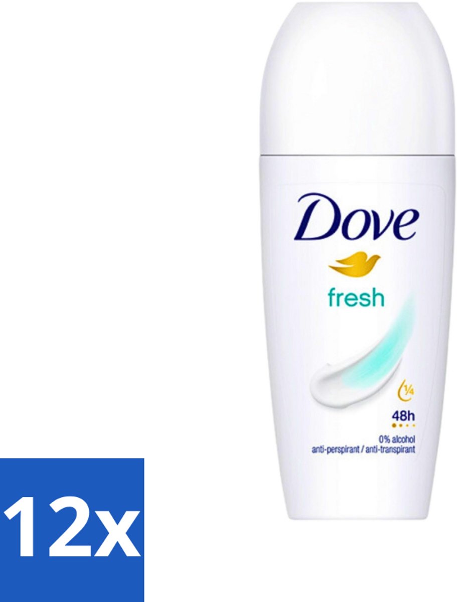 Dove Fresh - Deodorant Roll-on - Anti-Transpirant - 50 ml - Voordeelverpakking - 12 stuks