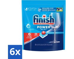 6 x Finish Powerball - Power All in 1 - Vaatwastabletten - Reiniging & Glans - 68 Tabletten - Vaatwastabletten - Vaatwassertabletten - Diepe Reiniging - Vlekken Verwijderen - Glanzend Resultaat