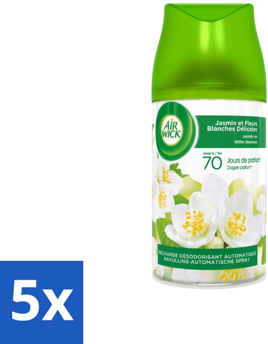 Air Wick Freshmatic - Luchtverfrisser - Navulling Automatische Spray - Jasmijn en Witte Bloemen - 250ml - Bulkverpakking - 5 stuks