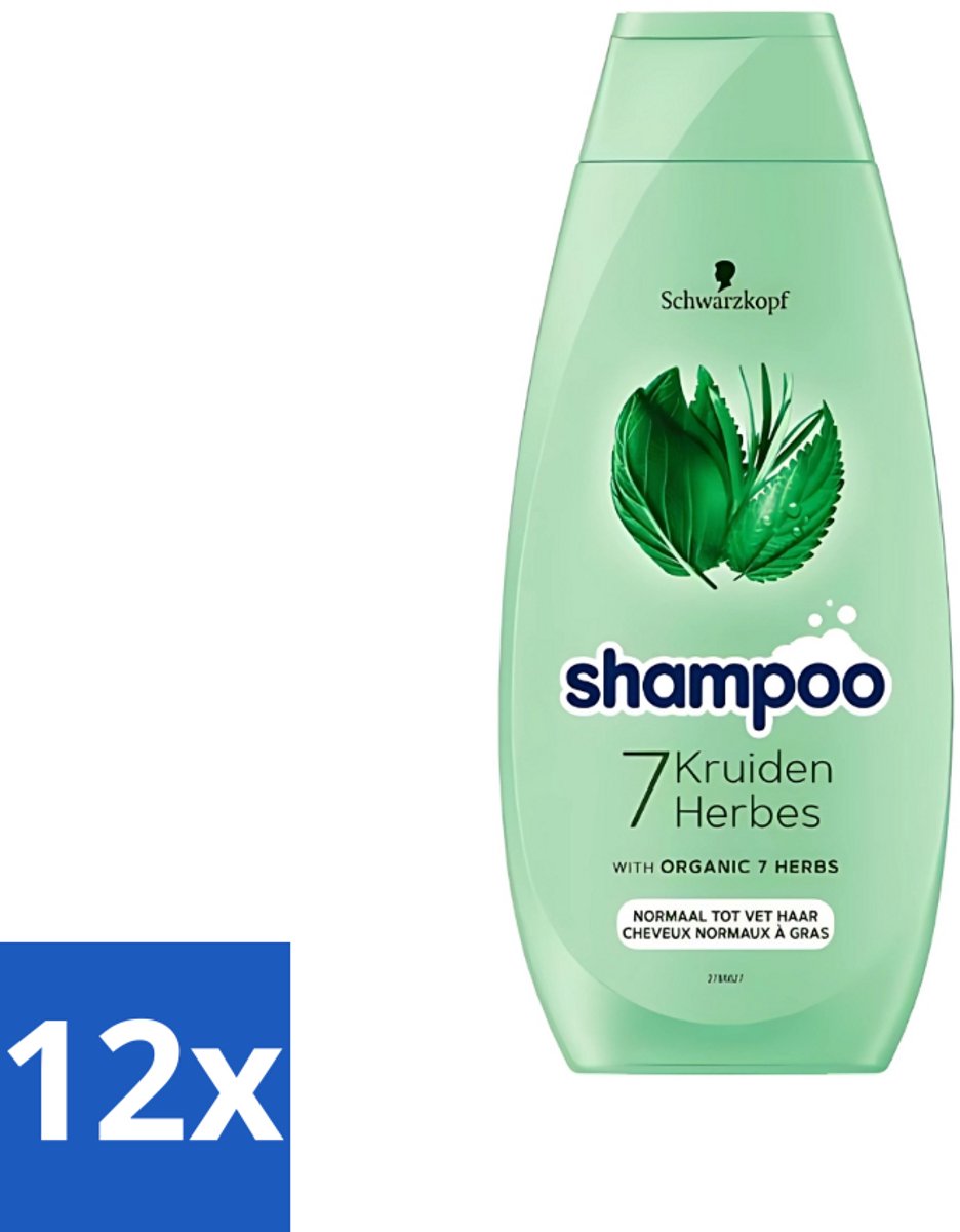Schwarzkopf - Shampoo - 7 Kruiden - Normaal tot Vet haar - 400 ml - Voordeelverpakking - 12 stuks
