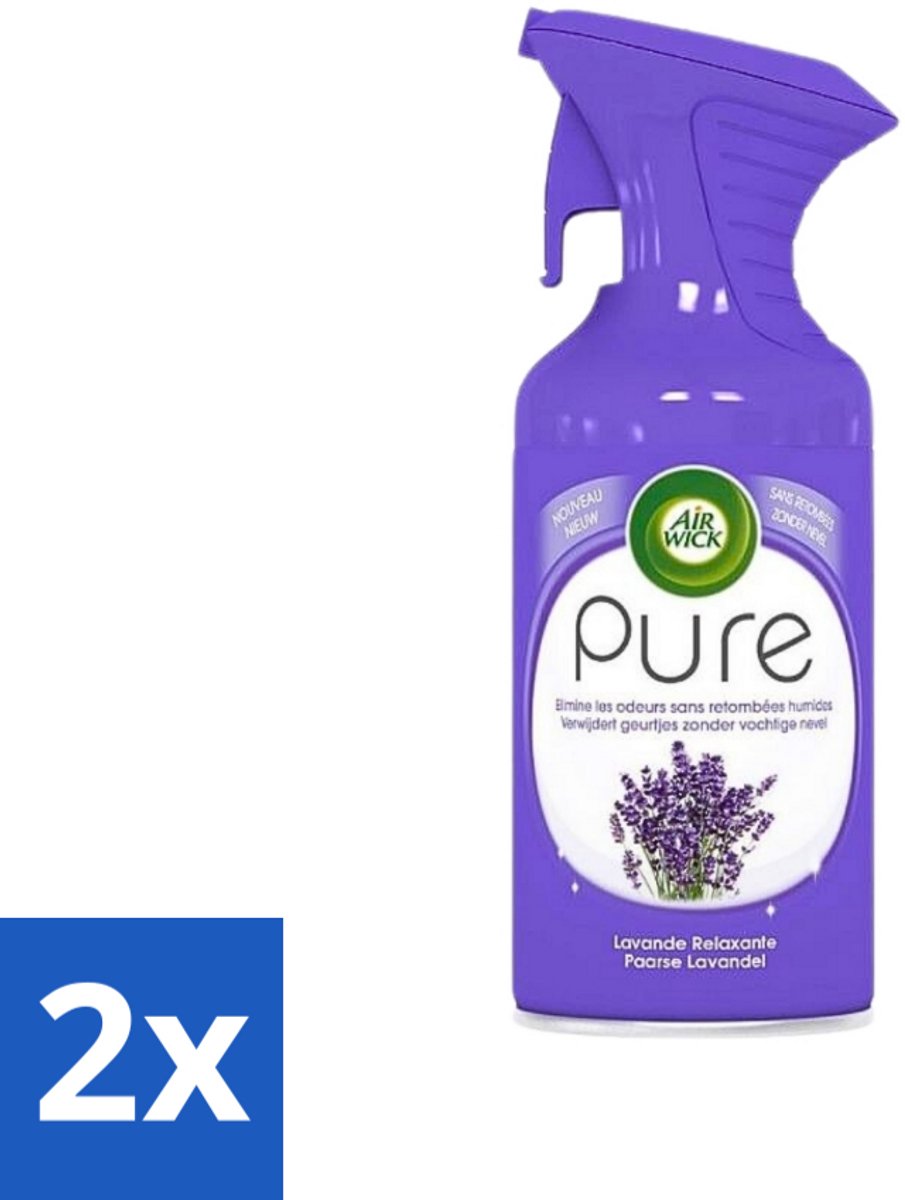 2 x Air Wick - Luchtverfrisser Spray - Paarse Lavendel - 250ml - Luchtverfrisser - Lavendelgeur - Geurspray - Huisgeur - Ongewenste Geur