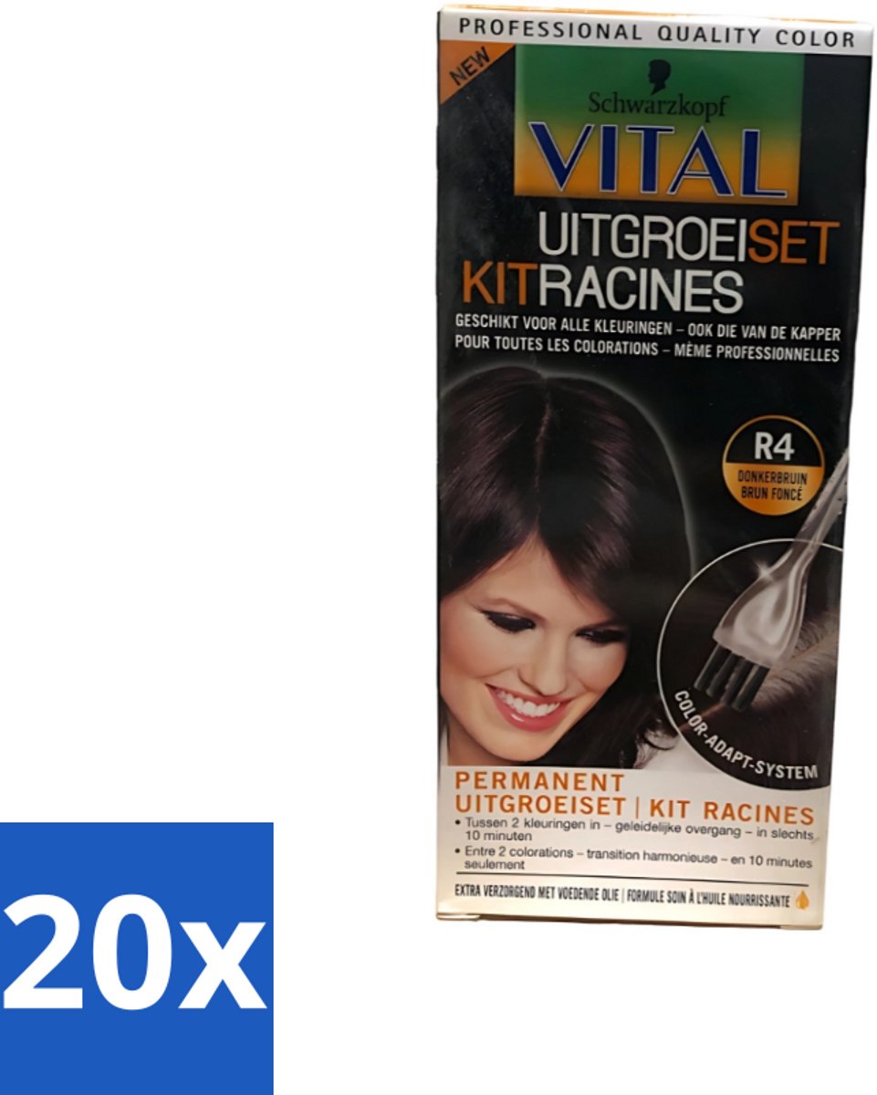 Schwarzkopf Vital - Haarverf - Uitgroeiset - R4 Donkerbruin - 60 ml - Bulkverpakking - 20 stuks