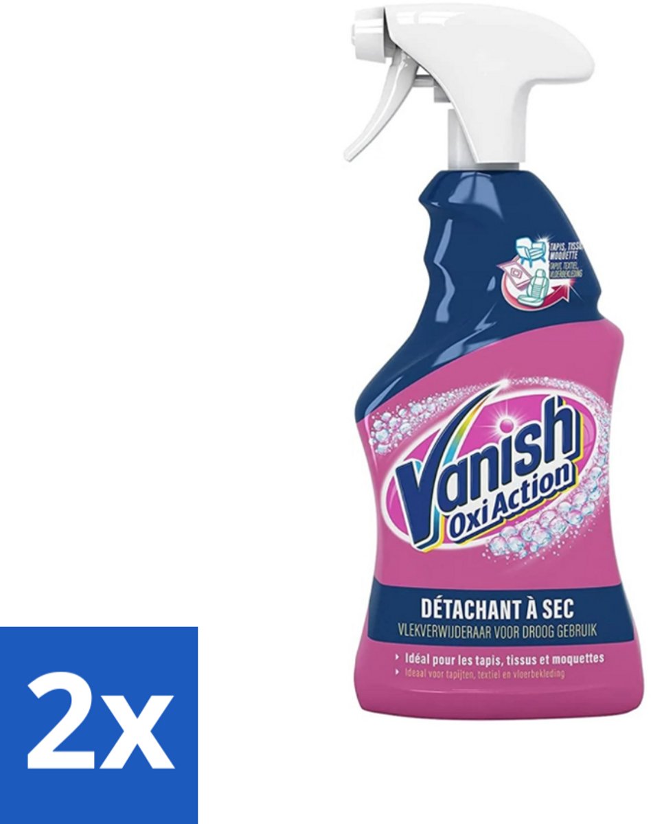 2 x Vanish Oxi Action - Vlekkenverwijderaar Spray - Voor Tapijt. Textiel & Vloerbekleding - 500 ml - Vlekkenverwijderaar - Tapijt Schoonmaken - Textiel Reinigen - Vlekken Verwijderen - Hardnekkige Vlekken