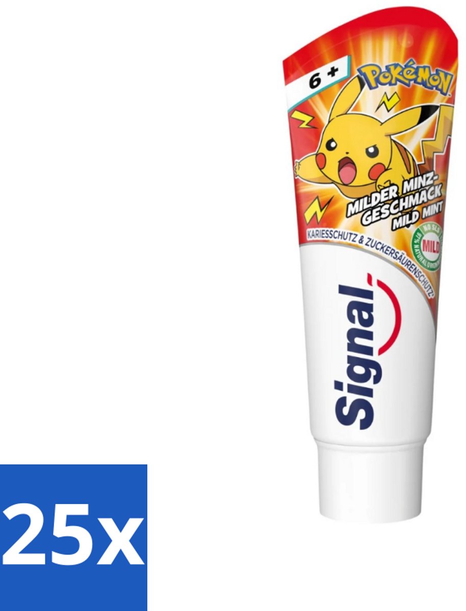 Signal - Pokémon - Tandpasta - Milde Munt Smaak - Anti-Tandsteen - Kinder 6+ Jaar - 75 ml - Bulkverpakking - 25 stuks