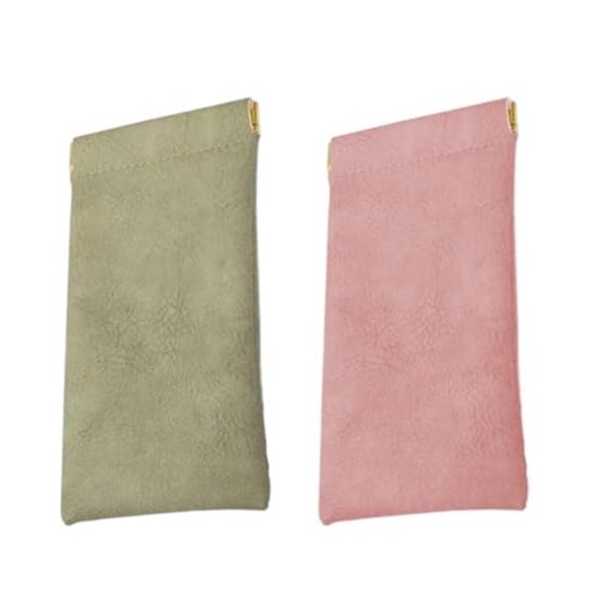 Duo PU Leren Brillenetui - Soft Case voor Zonnebrillen en Brilhouder - Reisvriendelijke Opbergtas in Roze en Groen