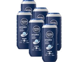 NIVEA MEN Hydro Care Douchegel Mannen - 3-in-1 Shower Gel Met aloë vera - Shampoo - Voordeelverpakking - 6 x 250 ml