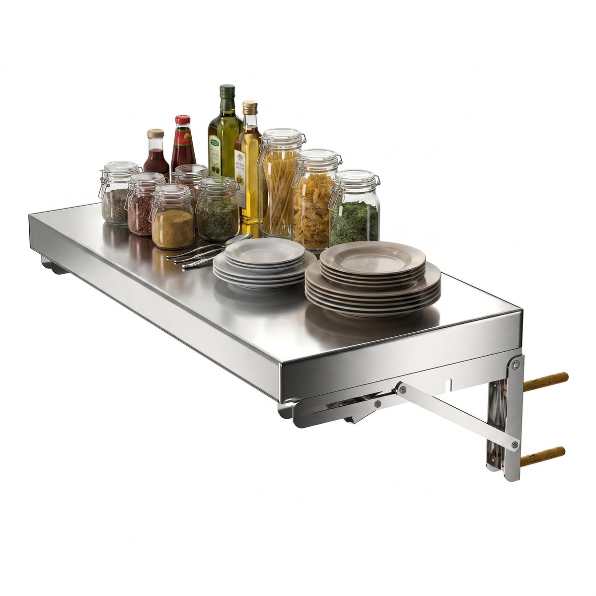 Arvioo‑Vouwbaar‑wandtafel‑50cm‑roestvrij staal‑max 40kg draagvermogen