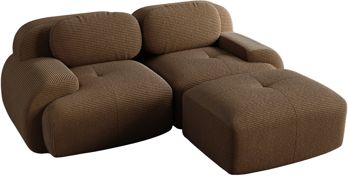 2-Zitsbank - Modulair met Chaise longue Zonder montage - Bruin