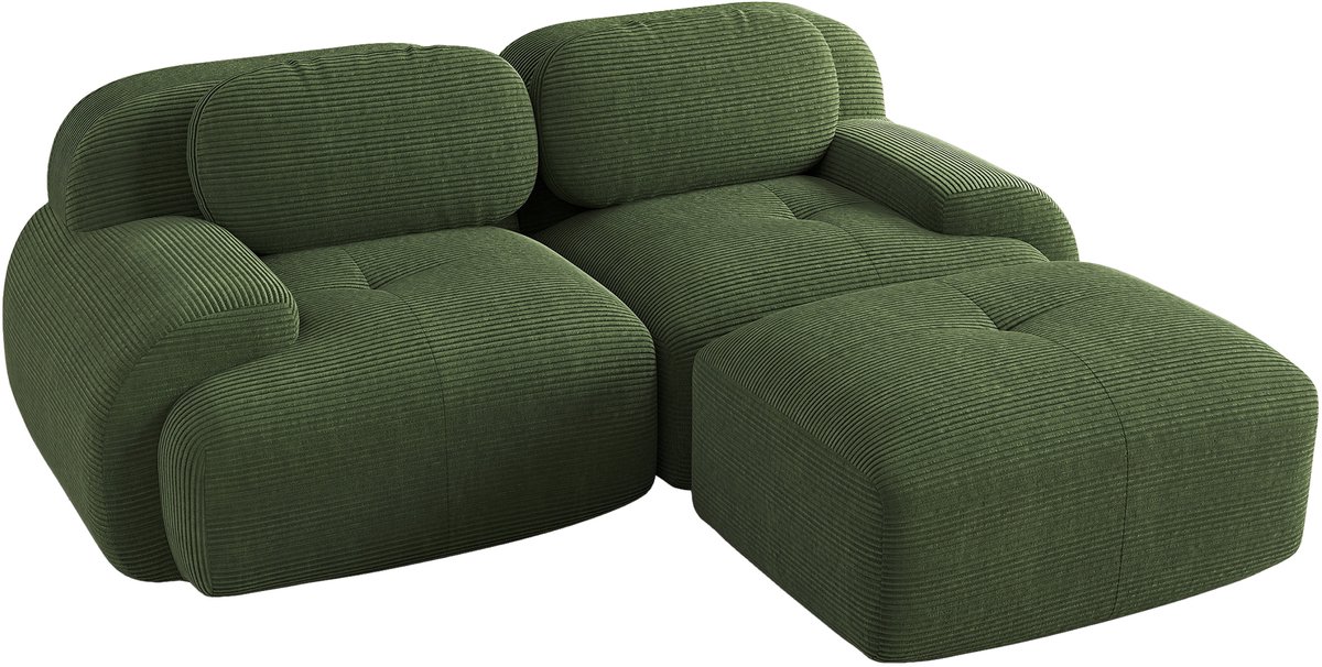2-Zitsbank - Modulair met Chaise longue Zonder montage - Groen