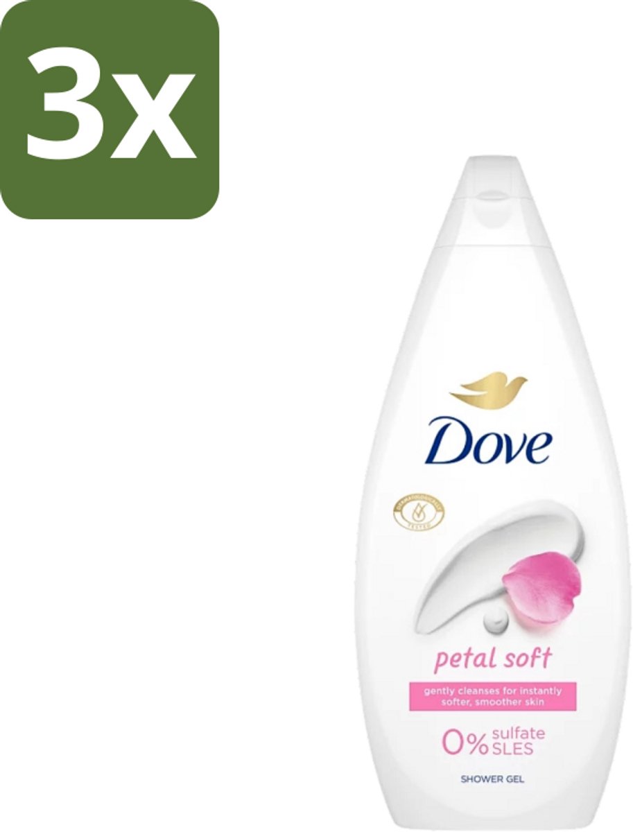 Dove Petal Soft - Douchegel - Sulfaatvrij - 250 ml - Bulkverpakking - 3 stuks