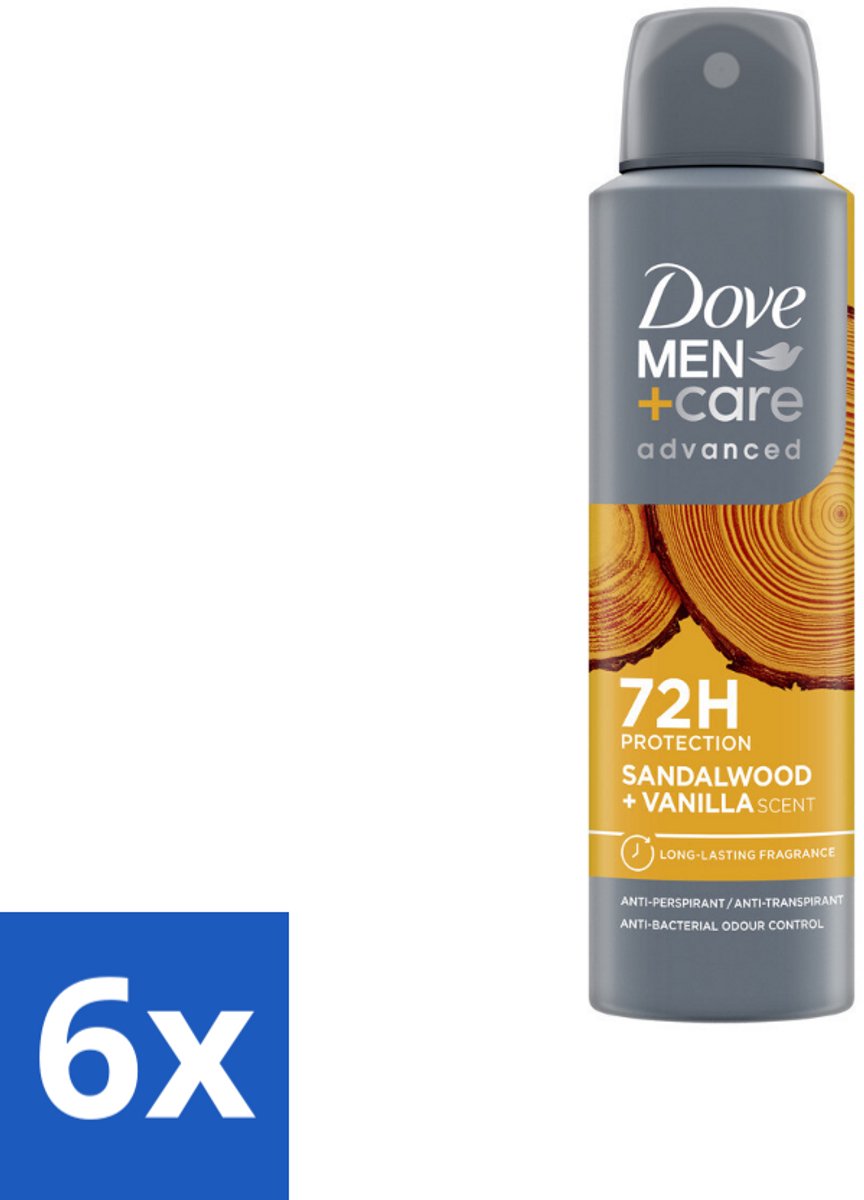 Dove – Deodorant Spray – Men+Care Sandalwood & Vanilla – 150 ml - Voordeelverpakking - 6 stuks