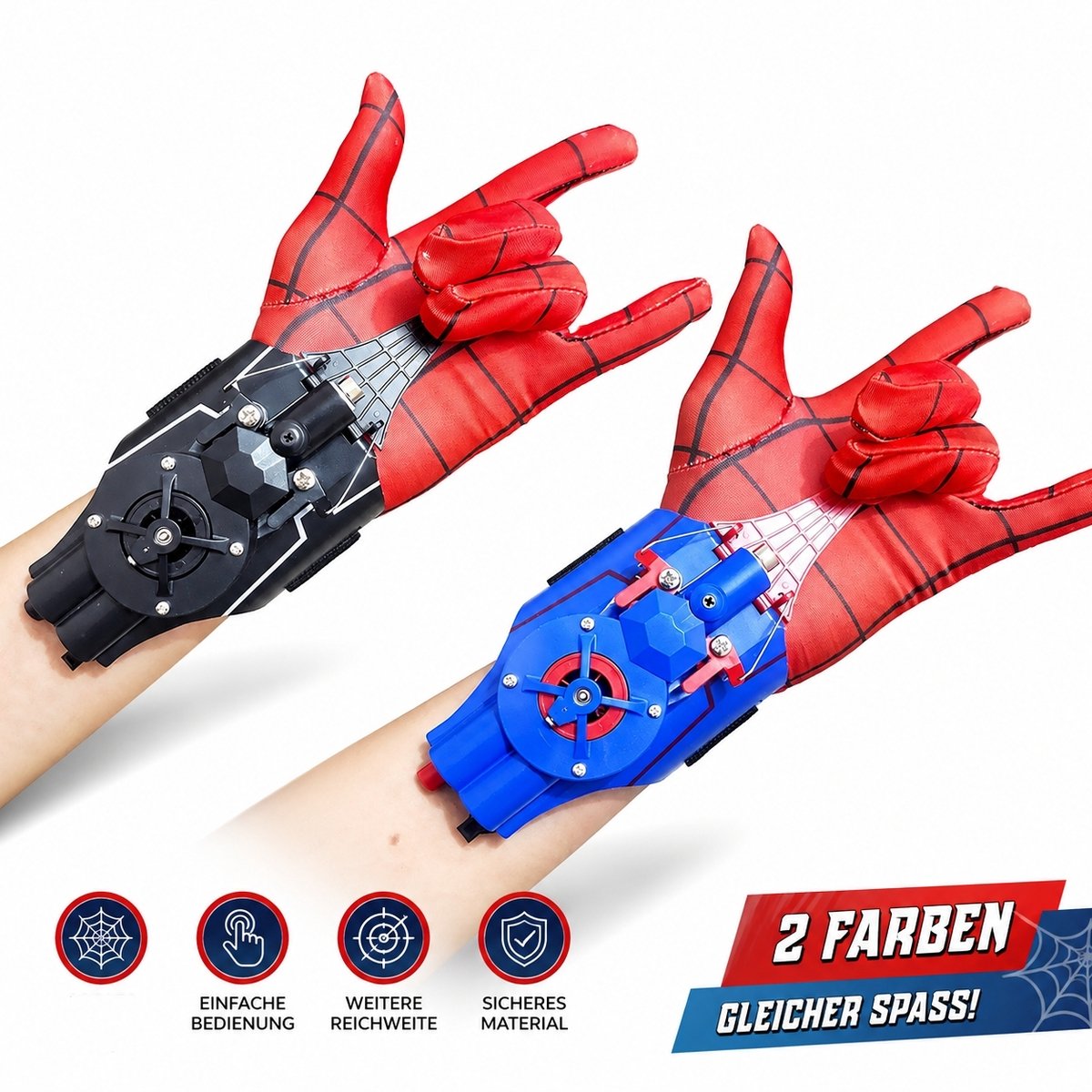 Spinnenzijdewerper2 stuks– Automatisch uittrekbaar draadje – Cool speelgoed voor superheldenfans – Schietspeelgoed – USB oplaadbaar – Bereik van 2,5 meter – Geschikt voor kinderen en volwassenen – Perfect voor rollenspellen, Halloween en verjaardagen