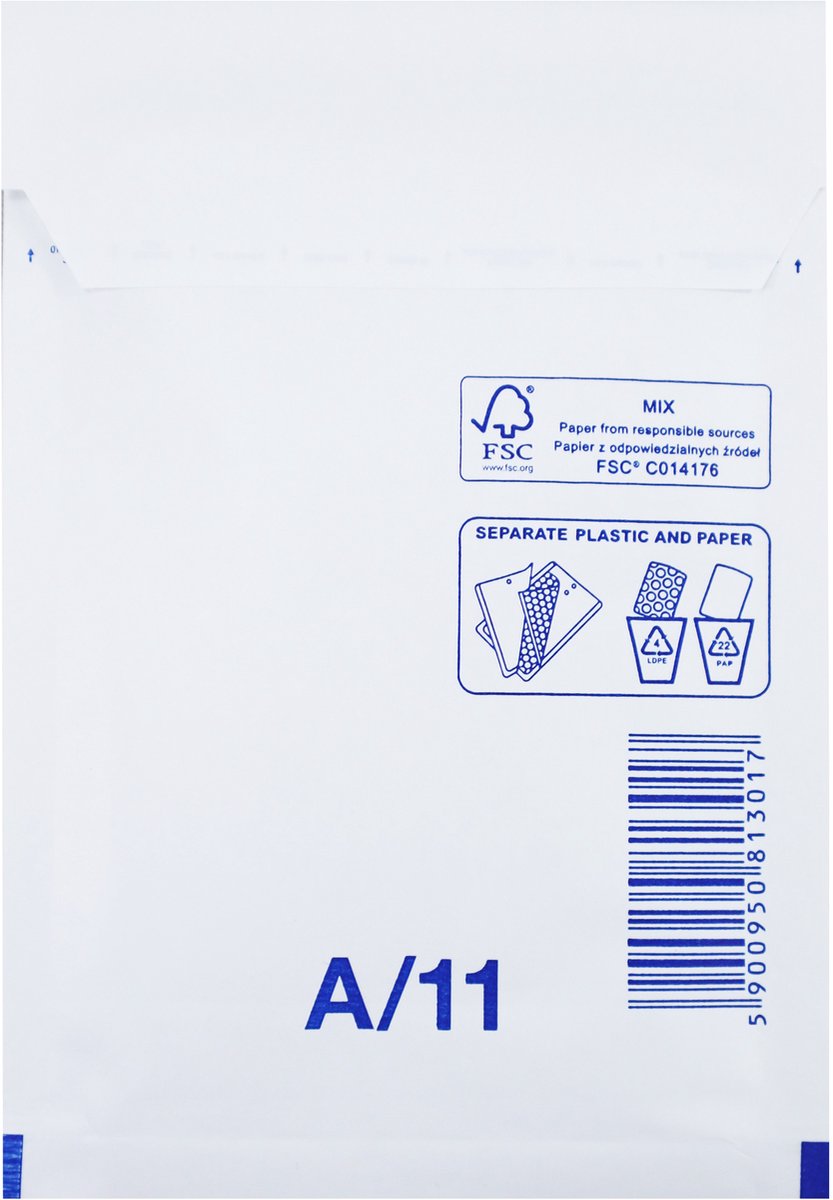 Luchtkussen enveloppen A6 - 11/A - 175 x 120 mm - 10 stuks - HK zelfklevend met plakstrip - Wit - Netuno