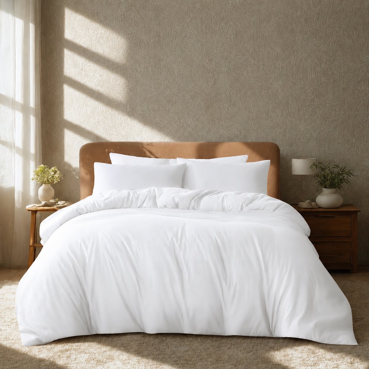 Komfortec Premium Dekbedovertrek 135x200 cm + 2x Kussensloop 60x70 cm - 100% Microvezel - 90 g/m² - 2-Delige Superzachte Beddengoedset - met Rits - Wit
