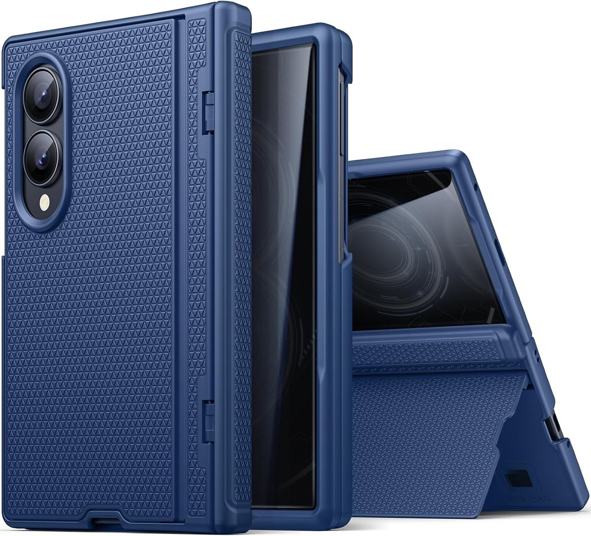 Zandarix Hoesje Geschikt voor Samsung Galaxy Z Fold 8 - Ingebouwde Privacy Screenprotector - Scharnierbescherming - Robuuste volledige cover - Back Cover Hoesje - Blauw
