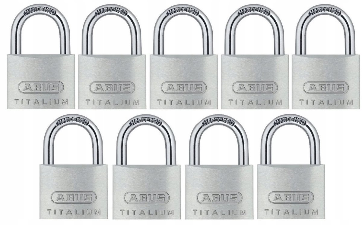 ABUS Titalium 64TI/30 Set: 9 Hangsloten met Eén Sleutel